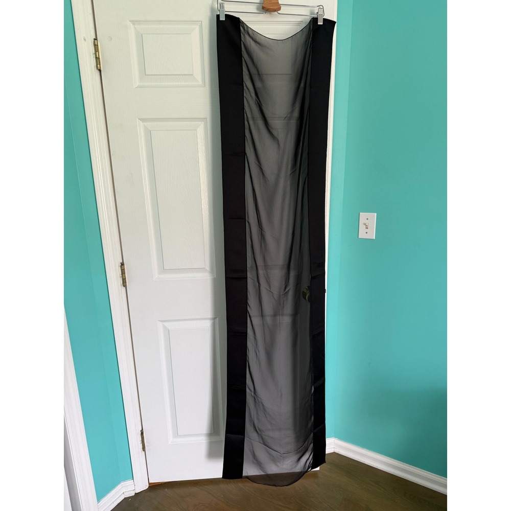 Patra Black Sheer Chiffon Evening Shawl Wrap with Satin Trim Formal Accessory